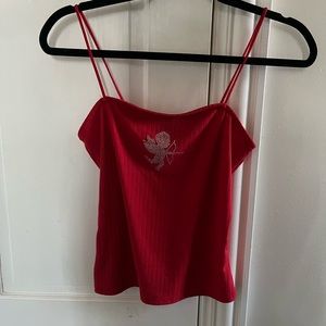 Red angel jewel embroidered Rue 21 tank top